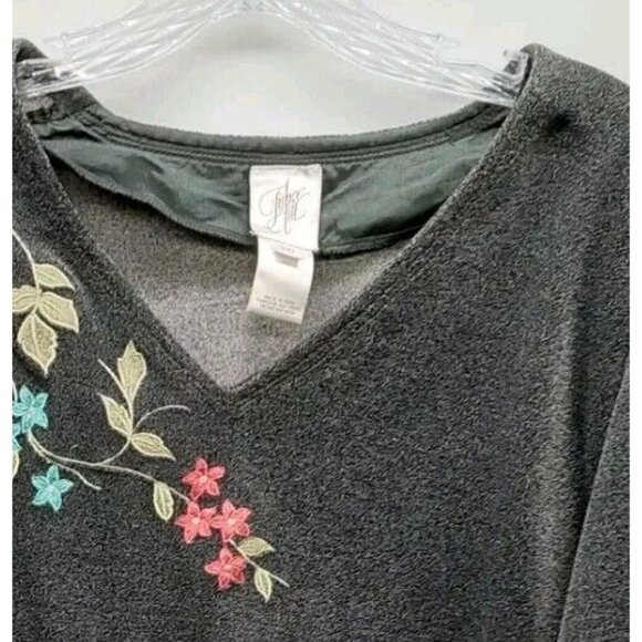 Fisher Hill Womens Grey Knit Top Size 3XL Hand Embroidered Vintage Tunic - Picture 9 of 9